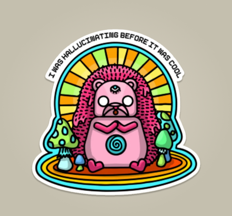Hallucinating hog sticker